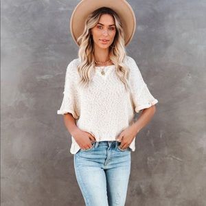 cotton rubbed knit top